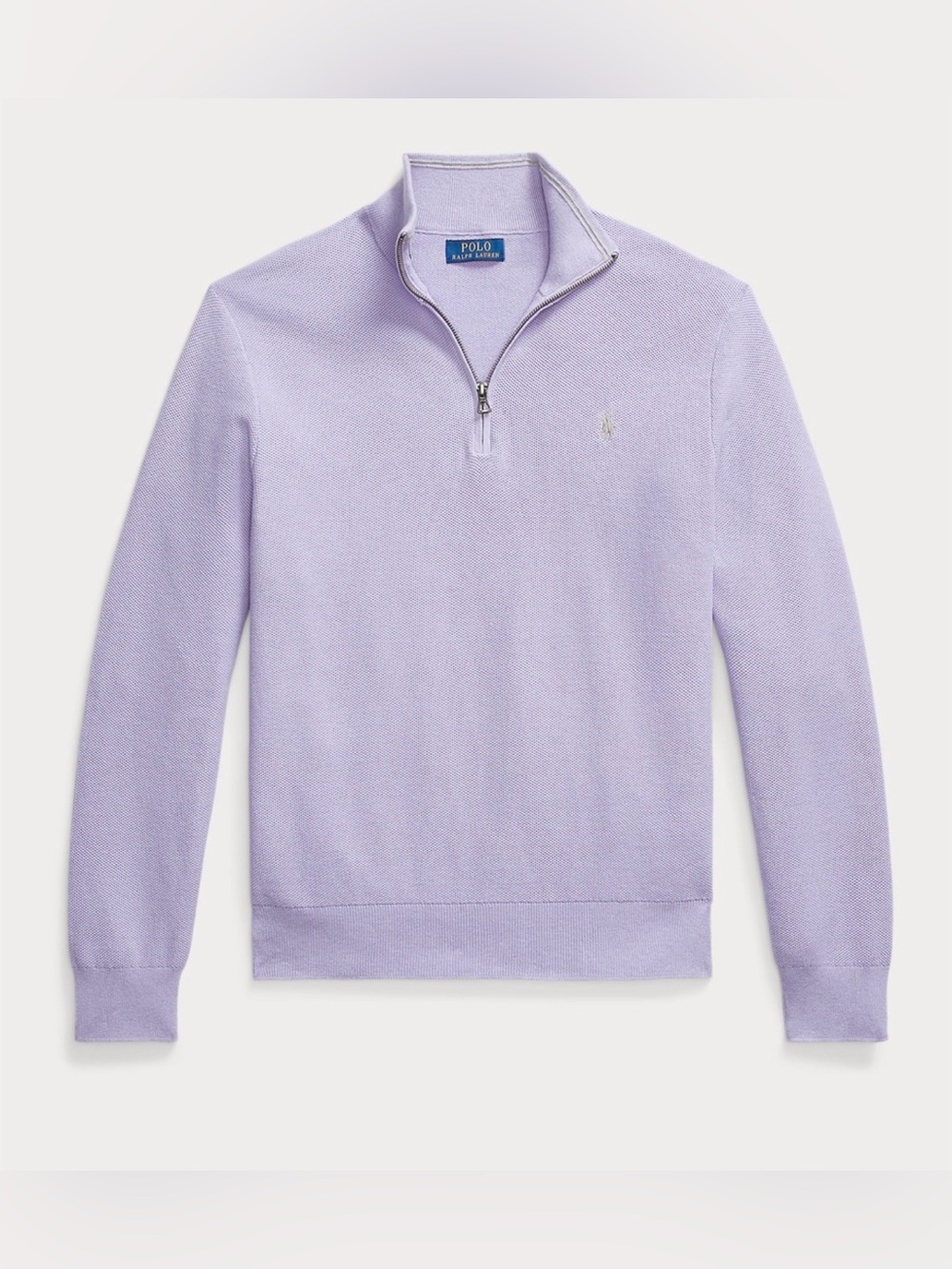Mesh Knit Polo by Ralph Lauren Men’s Lavender Half-Zip Sweater